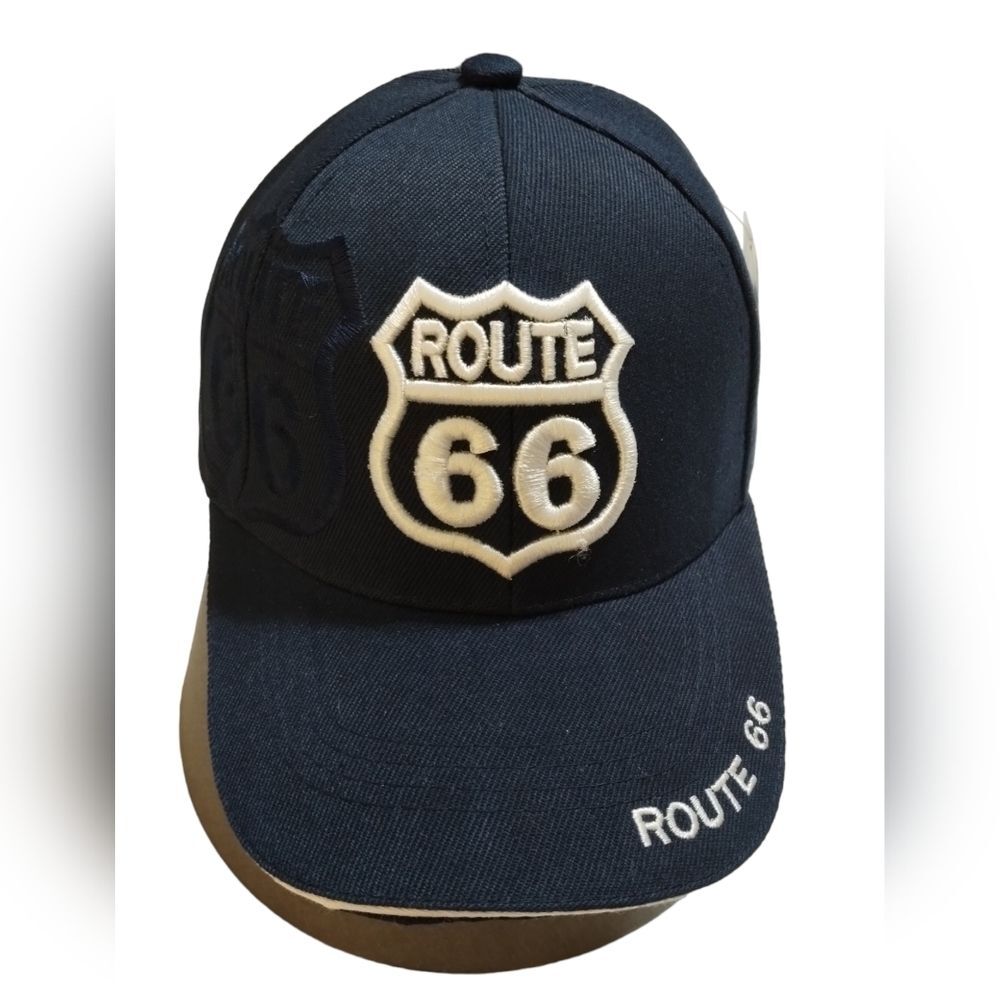 NWT Route 66 adjust Velcro closure cap Unisex‎ embroidered BLUE